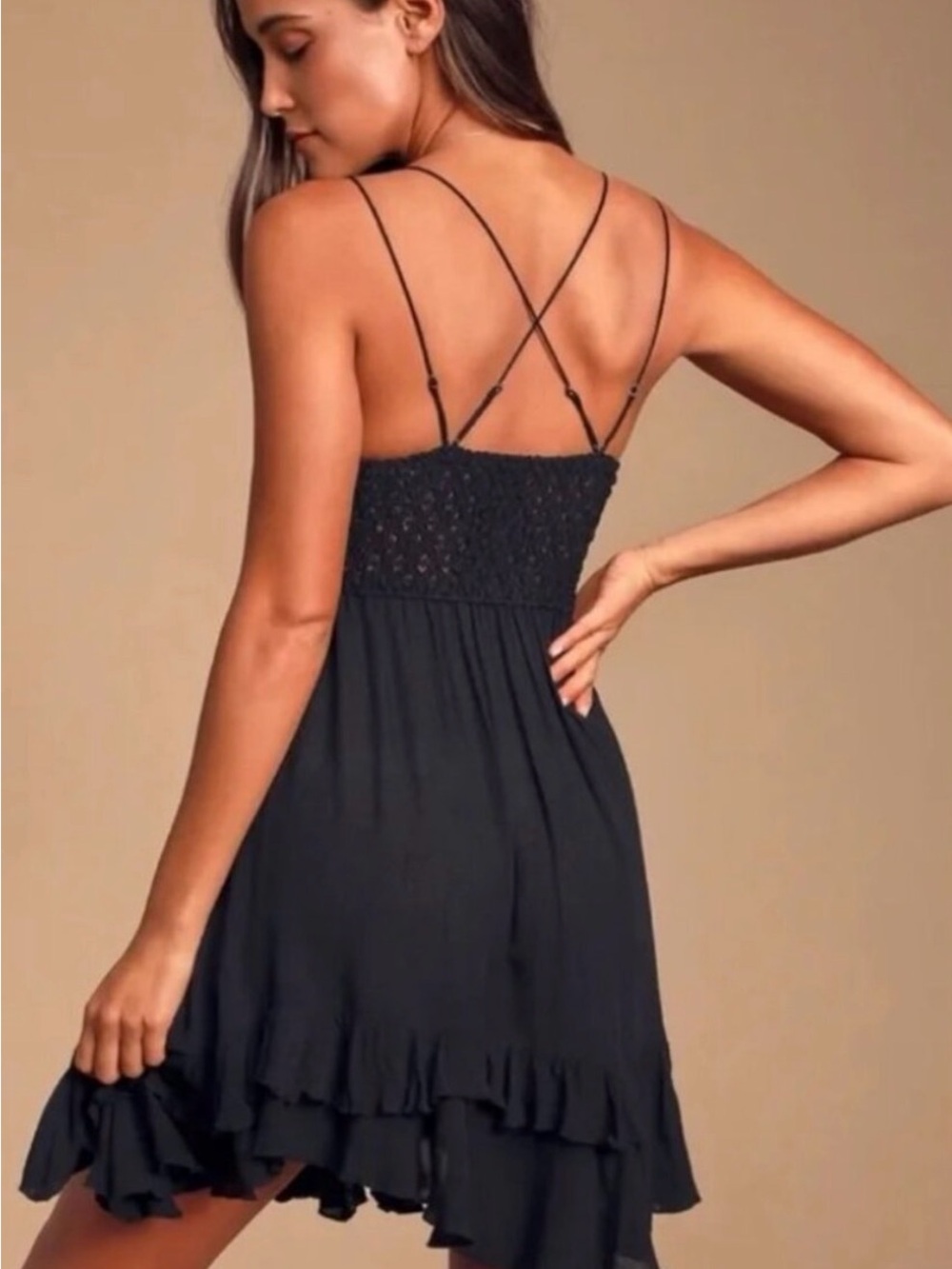 Free People Adele Black Lace-Trim Slip Dress - Picture 2 of 3